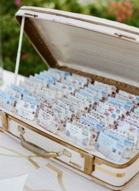 Travel themed escort card display